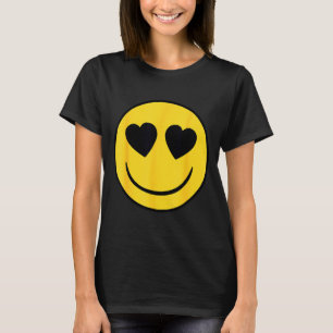 Officiell Emoji Retro Hjärtat Ögon Gul Leende Ansi T Shirt