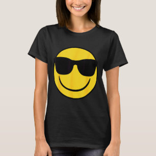 Officiell Emoji Retro Solglasögon Gul Leende Ansik T Shirt