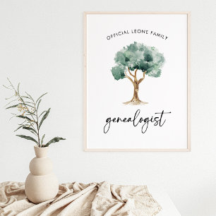 Officiell Family Genealoist med Träd SNYGGT Poster