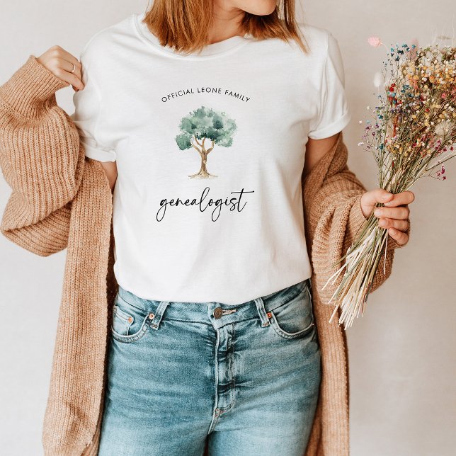 Officiell Family Genealoist med Träd | SNYGGT T Shirt (A stylish shirt for the genealogist in your family)