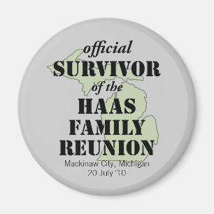 Officiell Family Reunion Survivor - Michigan Grönt Magnet