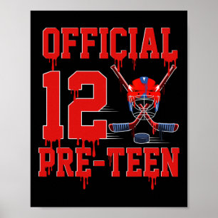 Officiell födselday 12 år Hockey Glass D Poster