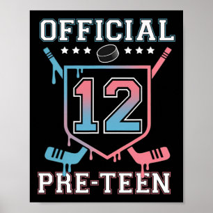 Officiell före-teenager 12-års födelsedag Hockey D Poster