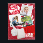 Officiell från jultomten - Nicelista | Foto Helg Vykort<br><div class="desc">Visa upp din bekräftade trevliga status med ett fantastiskt sött julfotokort med tomten själv ge tummen uppe på sin trevliga lista. Med ett stort frimärke av godkännande i toppen lämnat detta roliga vykort med tre foto helgdag inget misstag om vem som gjorde den trevliga listan. Den här har roligt på...</div>