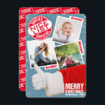 Officiell från jultomten - Nicelista | Foto Julkort<br><div class="desc">Visa av "kvitton" med din bekräftade trevliga status med ett fantastiskt sött julfotokort med tomten själv ge tummen uppe på sina fina fotofiler. Med ett stort frimärke av godkännande i toppen lämnade detta roliga Julhälsningar trefoto-kort inget misstag om vem som gjorde den trevliga listan. Den här har roligt på filbilderna...</div>