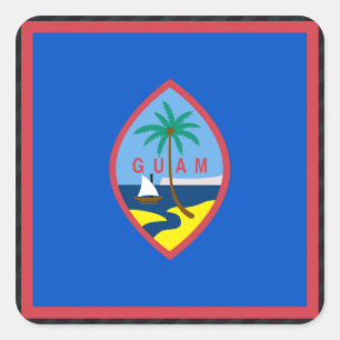 Officiell Guam Flagga på rand Fyrkantigt Klistermärke