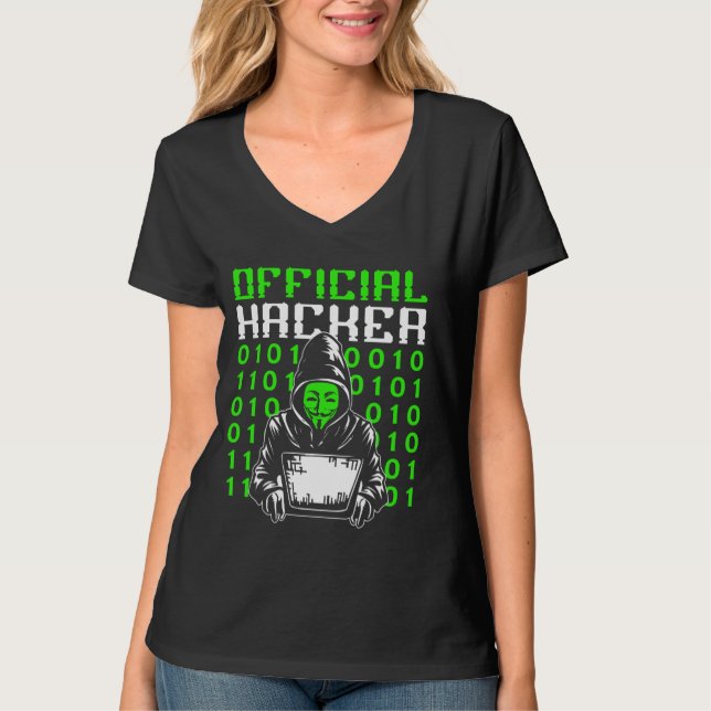 Officiell Hacker IT Hack Hackar på datorhacker T Shirt (Framsida)
