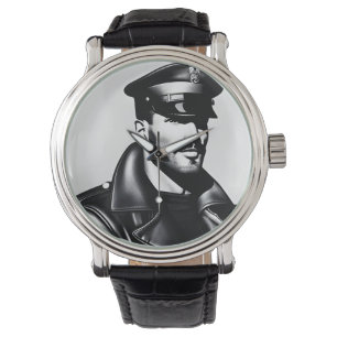 Officiell Ikonisk LGBTQ Gay Leather Biker Art Armbandsur