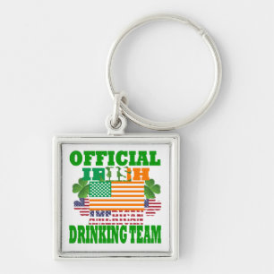 Officiell Irish American drink Team Fyrkantig Silverfärgad Nyckelring