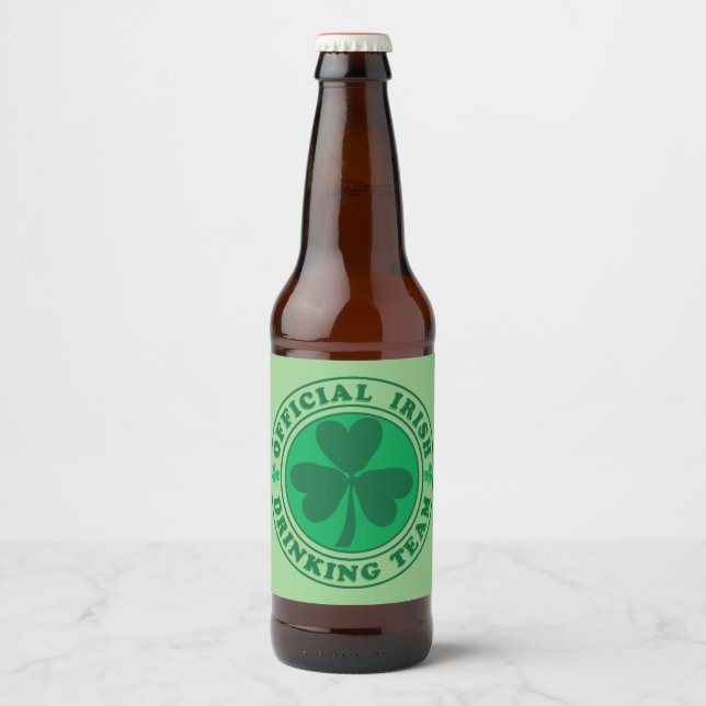 Officiell Irish Drinking Team Ölflaska Etikett (Framsida)