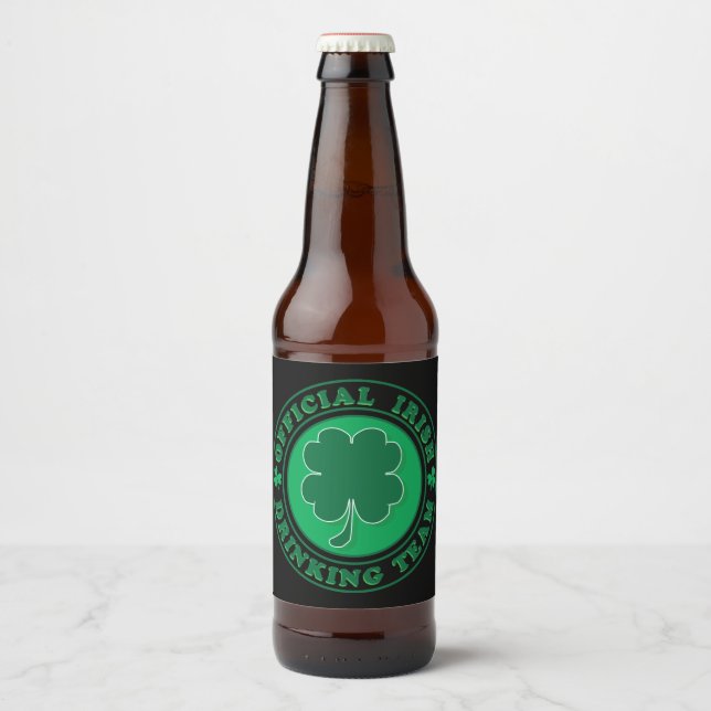 Officiell Irish Drinking Team Ölflaska Etikett (Framsida)
