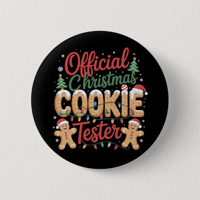 Officiell jul Cookie Tester Crew Baking Julafton Knapp (Framsida)