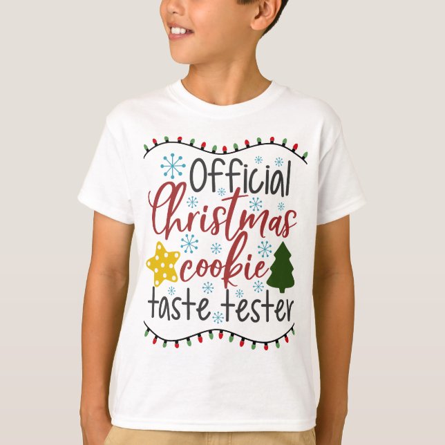 Officiell julkaka Tester Cookies för Santa T Shirt (Framsida)