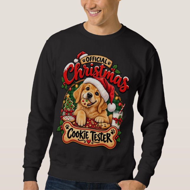 Officiell julkusktestare Golden Retriever  Lång Ärmad Tröja (Framsida)
