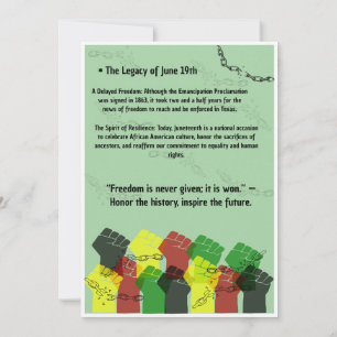 Officiell Juneteenth-frihetsdag definition Poster Tack Kort