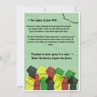 Officiell Juneteenth-frihetsdag definition Poster Tack Kort