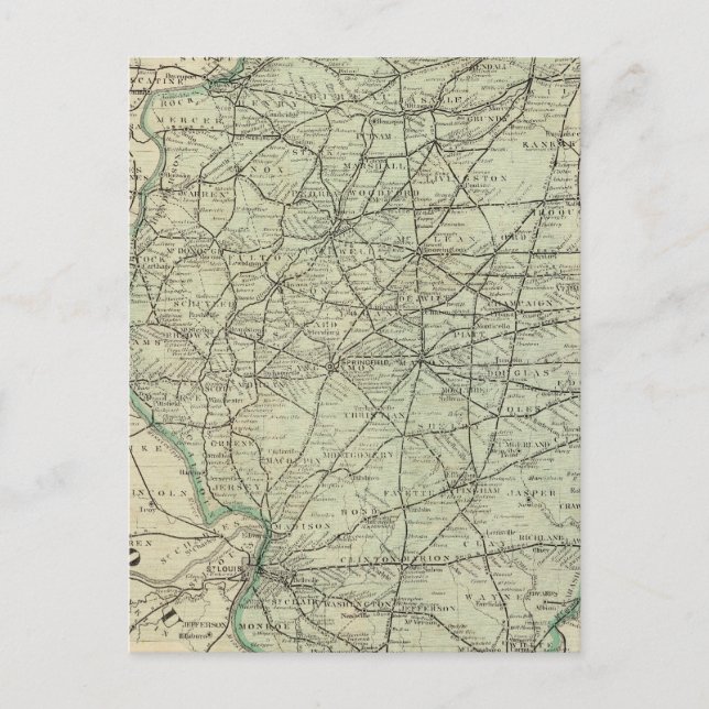 Officiell karta i Illinois Vykort (Framsida)