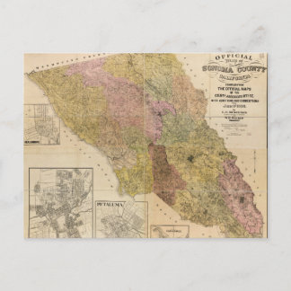 Officiell karta i Sonoma County, Kalifornien (1900 Vykort