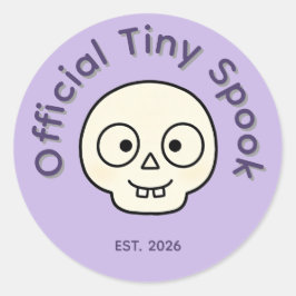 Officiell Liten Spökskalle Halloween Present Runt Klistermärke