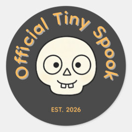 Officiell Liten Spökskalle Halloweenfestpresent Runt Klistermärke