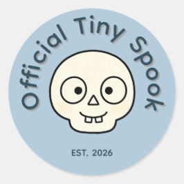 Officiell Liten Spökskalle Halloweenfestpresent Runt Klistermärke