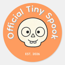 Officiell Liten Spökskalle Halloweenfestpresent Runt Klistermärke