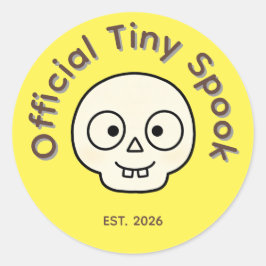 Officiell Liten Spökskalle Halloweenfestpresent Runt Klistermärke