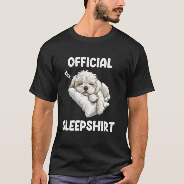 Officiell Maltesiska Sleepshirt Cute Hund älskare  T Shirt (Framsida)