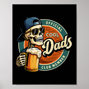 Officiell Member Coola Pappor Klubb Skeleton Funny Poster