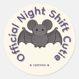 Officiell Night Shift Cutie Söt Fladdermus Hallowe Runt Klistermärke