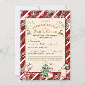 Officiell Nordpolen Brev till Santa 5x7inch Invita Inbjudningar