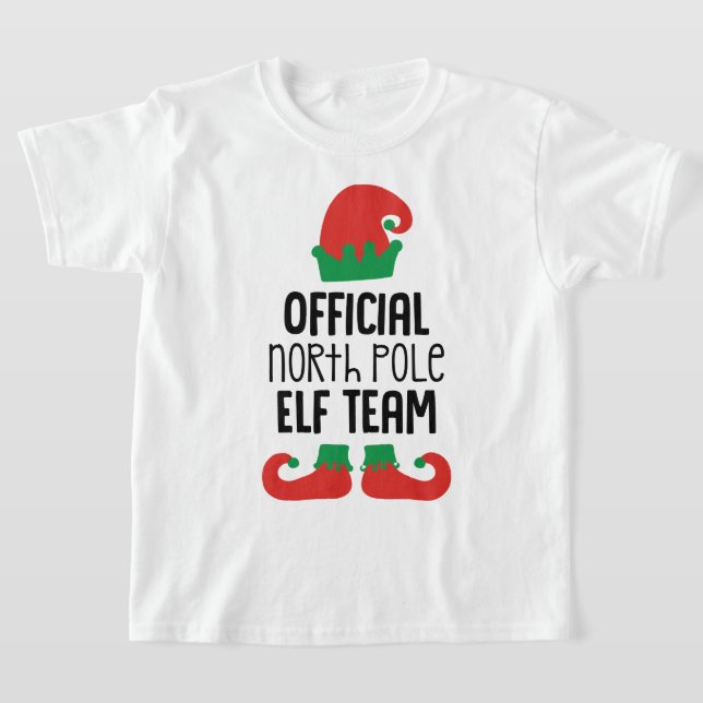 Officiell North Pole Elf Team jul T Shirt (Laydown)