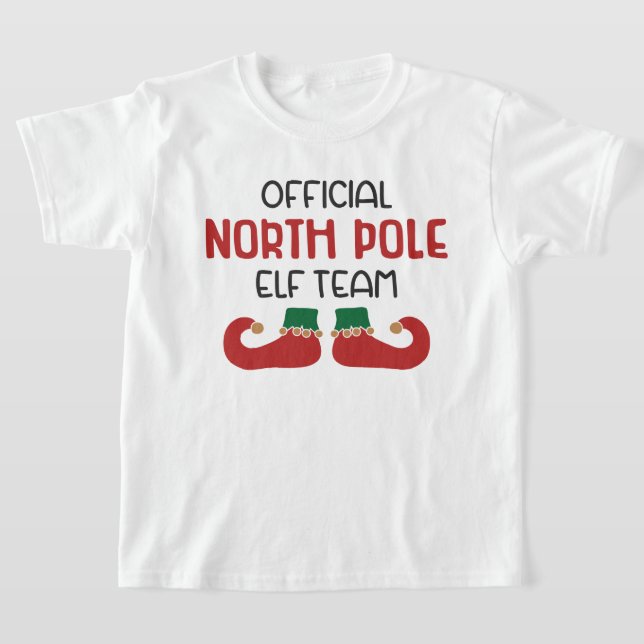 Officiell North Pole Elf Team jul T Shirt (Laydown)
