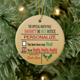 Officiell North Pole Naughty eller Nice - Humor Julgransprydnad Keramik
