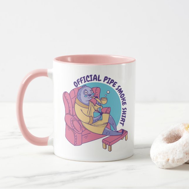 OFFICIELL PIPE ROKE SHIRT SLOTH ANIMAL READING MUGG (Med munk)