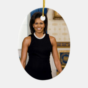 Officiell Porträtt av Dam Michelle Obama Julgransprydnad Keramik