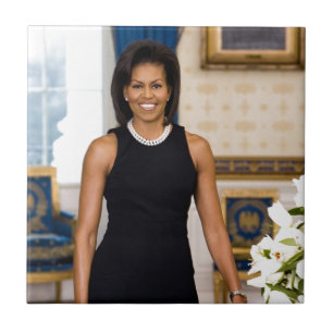 Officiell Porträtt i första Dam Michelle Obama Kakelplatta