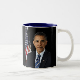Officiell porträttpresident Barack Obama, svart b Två-Tonad Mugg