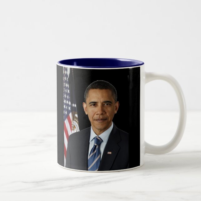 Officiell porträttpresident Barack Obama, svart bk Två-Tonad Mugg (Höger)