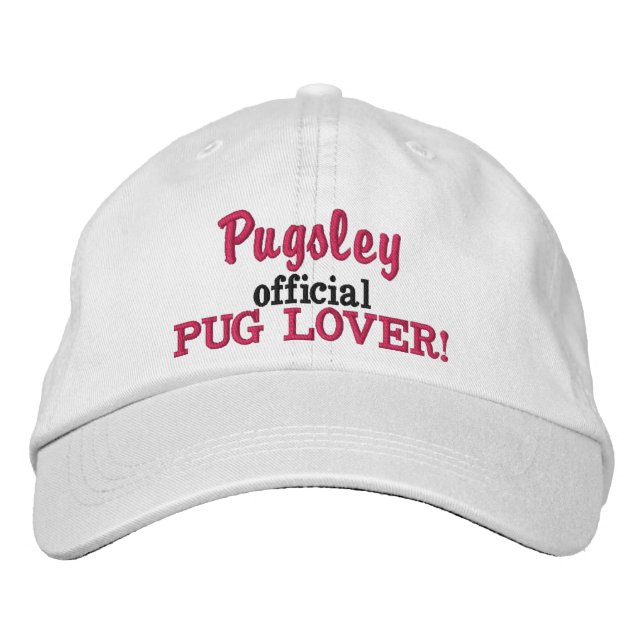 Officiell Pug Älskare Embroized Hat Broderad Keps (Framsida)