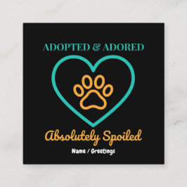 Officiell räddningsdjurutmärkelse adopterad, älska fyrkantigt visitkort