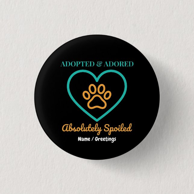 Officiell räddningsdjurutmärkelse adopterad, älska knapp (Framsida)