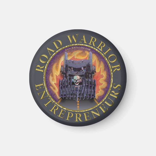 Officiell Road Warrior Entrepreneurs Logotyp Magnet (Framsidan)