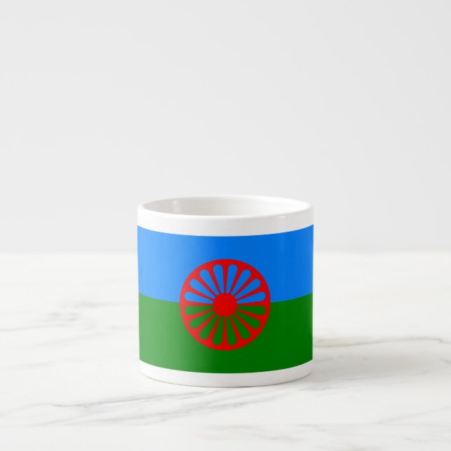 Officiell Romani flagga Espresso Kopp Espressomugg (Framsidan)