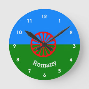 Officiell Romani flagga Round Clock Rund Klocka