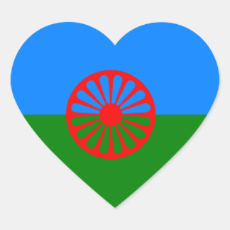 Officiell Romani flagga zigenare Hjärtformat Klistermärke