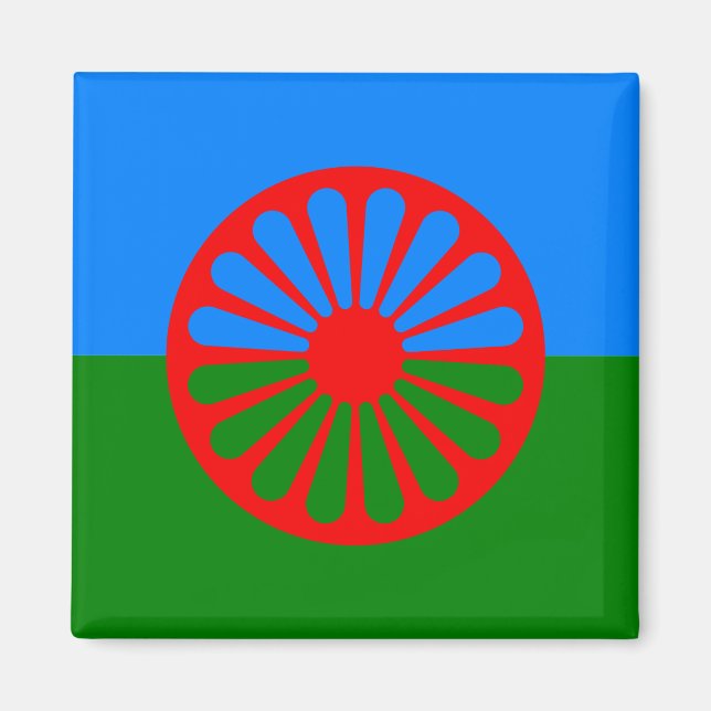 Officiell Romani flagga zigenare Magnet (Framsidan)