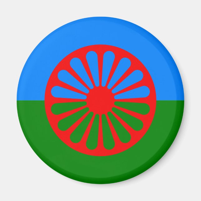 Officiell Romani flagga zigenare Magnet (Framsidan)