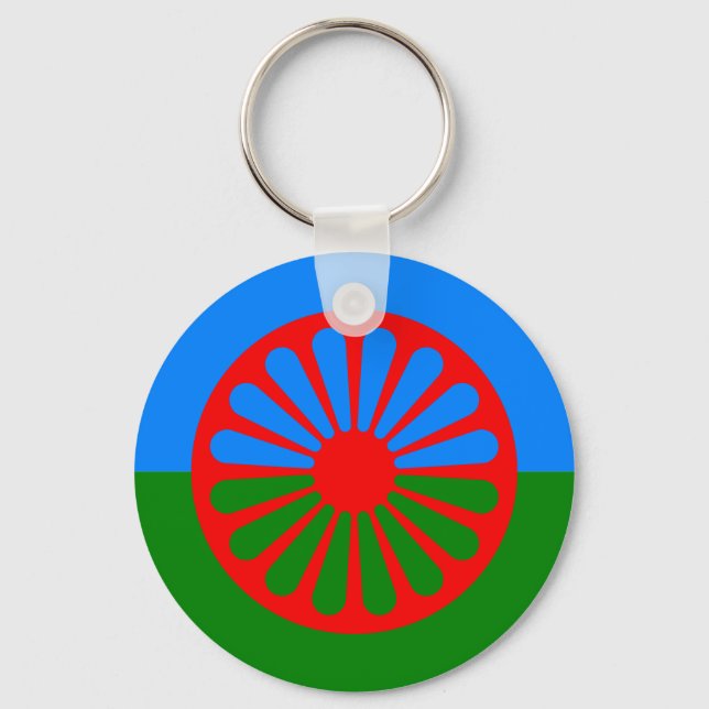 Officiell Romani flagga zigenare Nyckelring (Framsida)