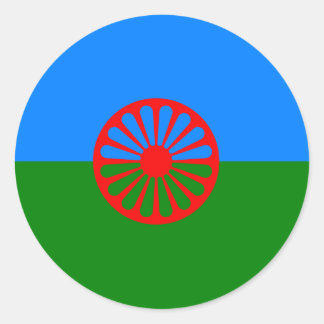 Officiell Romani flagga zigenare Runt Klistermärke